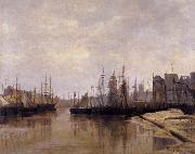 Desavary Charles L'Arriere-port de Dunkerque oil on canvas